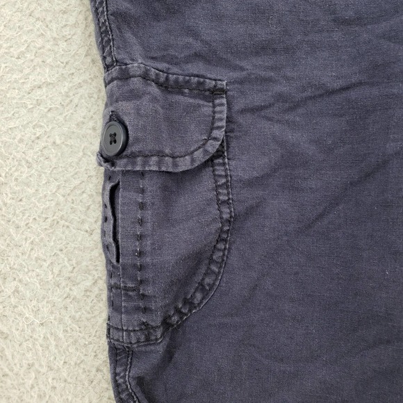 St John's Bay Shorts Womens 12 Linen Blue Cargo Utility Flat Front Pockets - Picture 3 of 13
